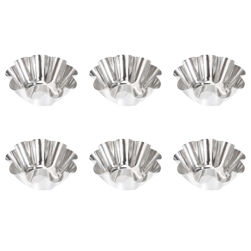 6pcs Stainless Steel Chrysanthemum Shape Egg Tart Mold Pie & Tart Baking Cup Reusable Tartlet Molds