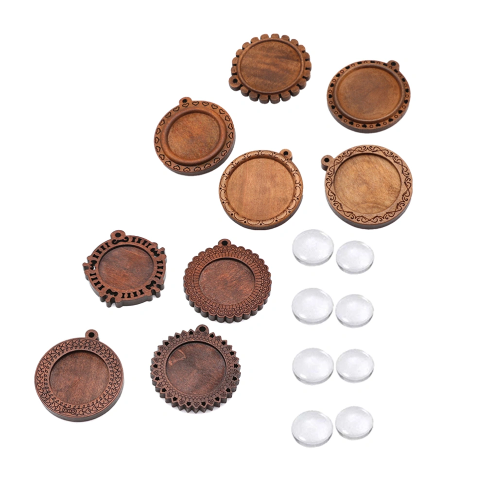 36pcs Wood Round Pendant Trays Retro Fashion Pendant Trays DIY Jewelry Accessories