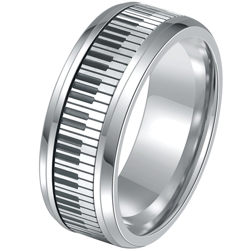 Piano Key Ring Stainless Steel Finger Ring Piano Key Jewelry Novelty Ring Decor