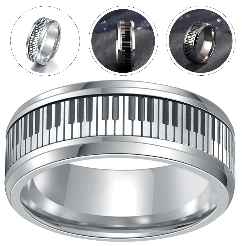 Piano Key Ring Stainless Steel Finger Ring Piano Key Jewelry Novelty Ring Decor