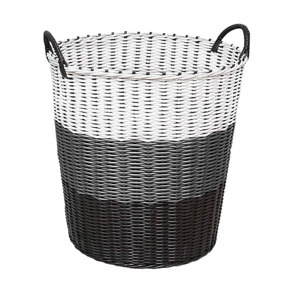 Plastic Sundries Storage Basket Household Laundry Dirty Clothes Storage Organizer (Grey and White Gradient Color, Size L)