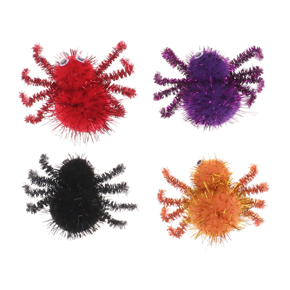 4 Pcs Halloween Plush Spiders Funny Horror Prop Halloween Party Spider Doll Bar KTV April Fool's Day decoration