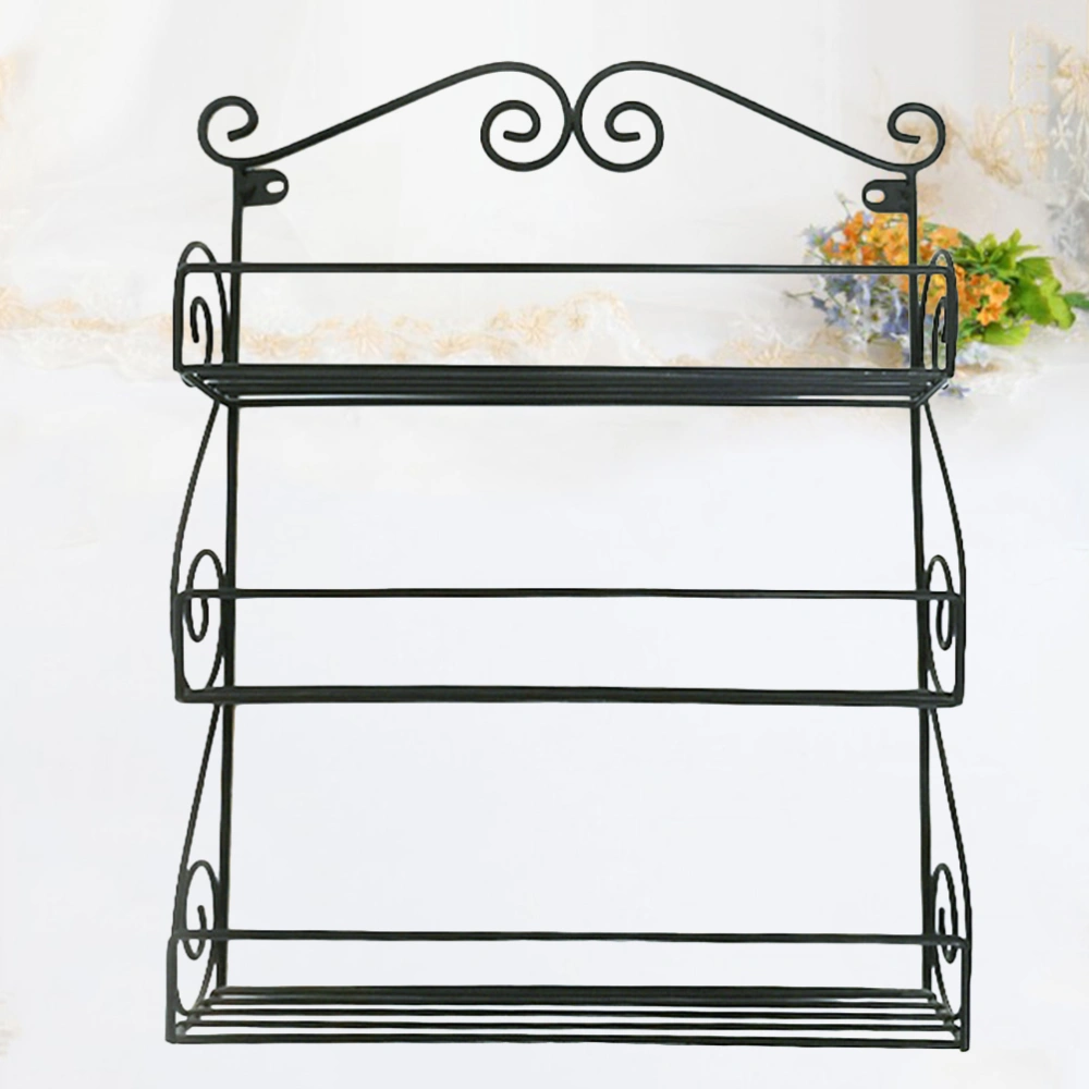 1Pc Wall Hanging Rack Storage Rack Metal Craft Rack for Flowers Black