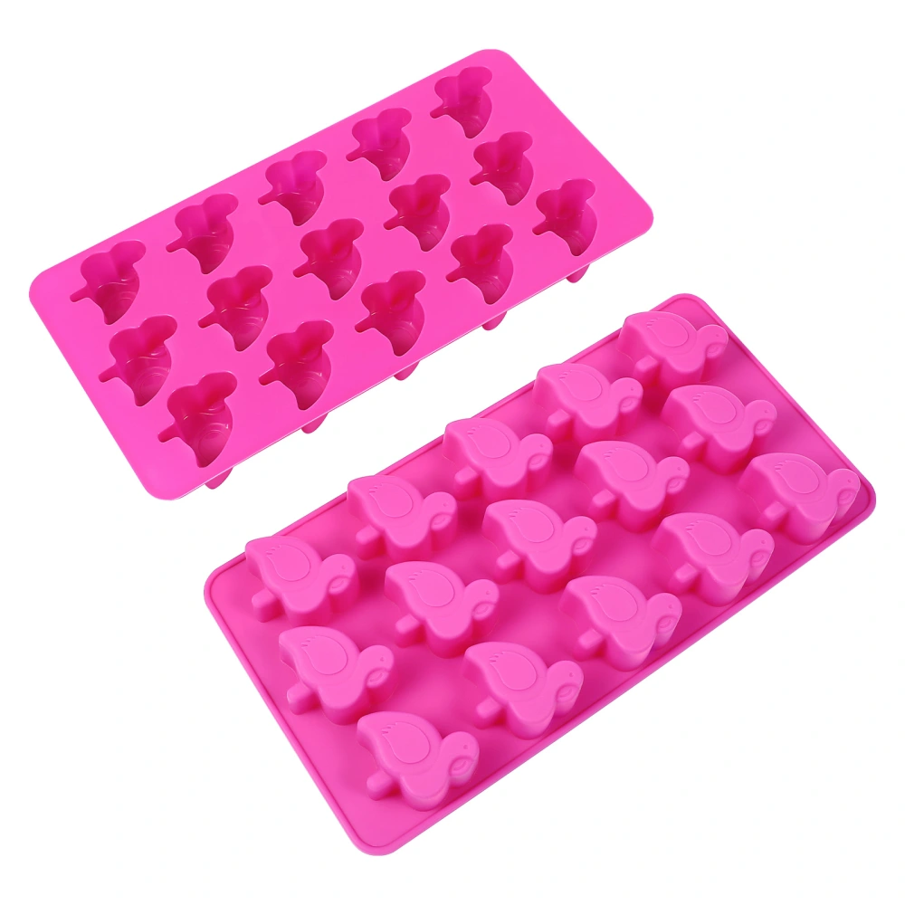 2pcs Flamingo Shaped Cake Molds Silicone Baking Molds Ice Molds Chocolate Flamingo Molds (Random Color)