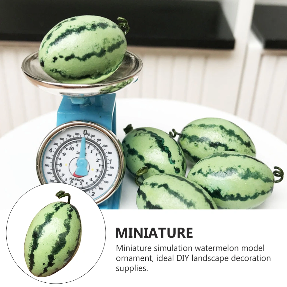 1pc Mini Watermelon Model Simulation Watermelon Decor Miniature Scene Prop