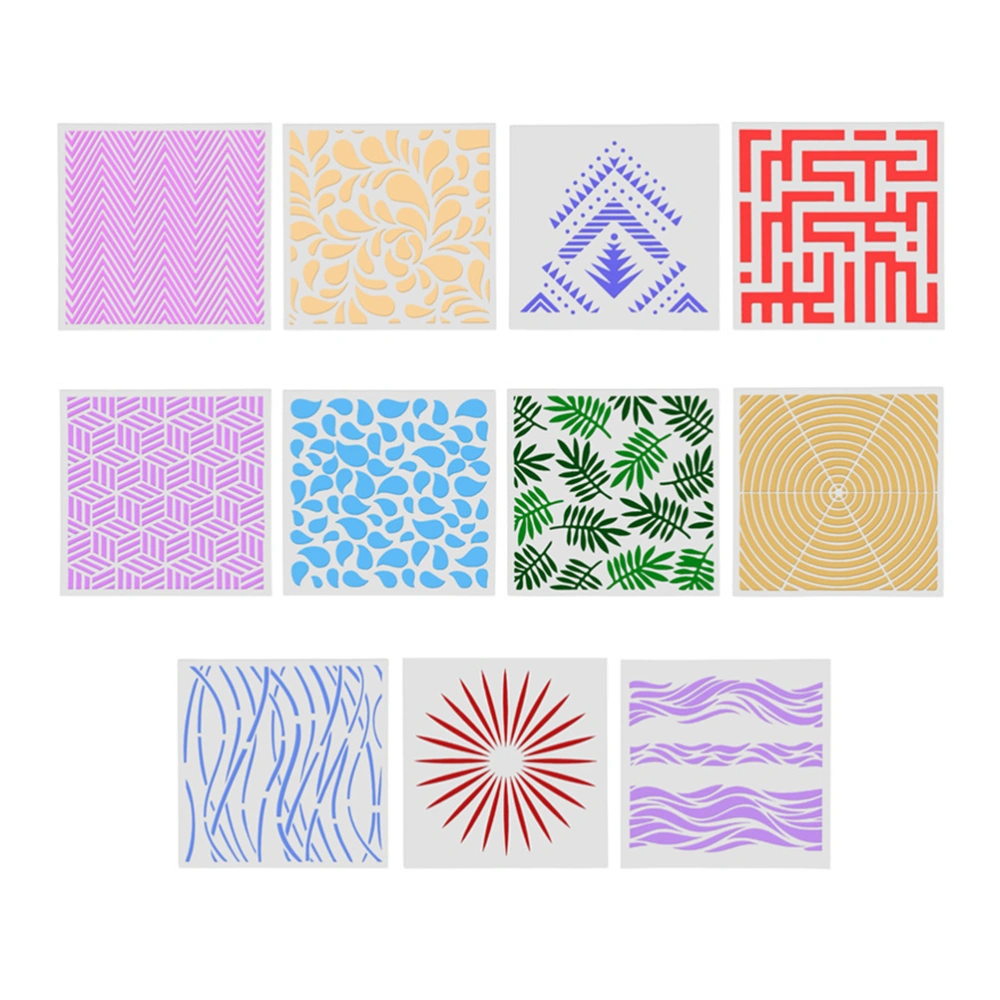 10PCS Drawing Painting Stencils DIY Various Patterns Hollow Painting Templates for Scrapbooking School Projects Random Pattern