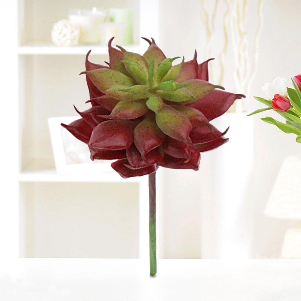 Realistic Artificial Succulent Cactus Small Plastic Succulent Plants Unpotted for Home Garden Decoration (Reddish Brown)