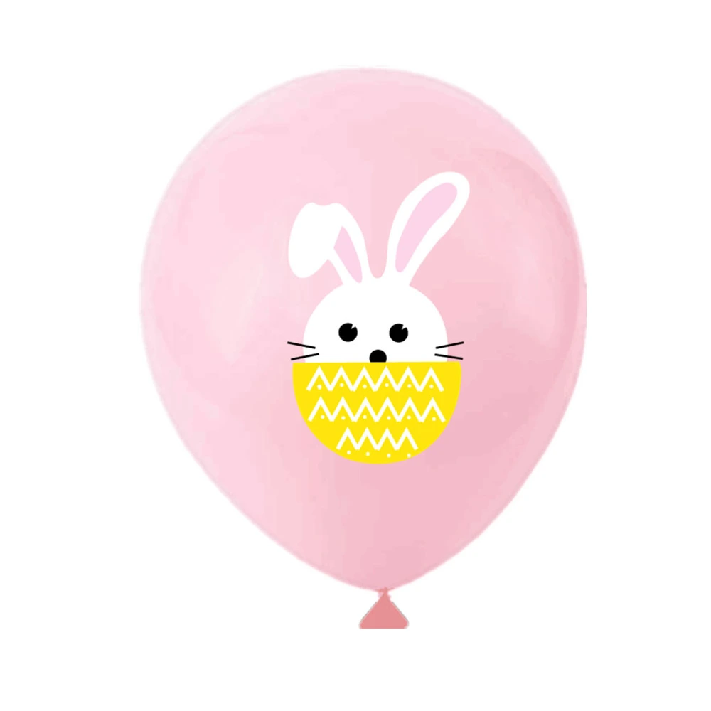 25pcs Creative Easter Balloons Decor Cartoon Rabbit Printed Balloons Lovely Latex Balloons for Party without Line (Mixed Color)