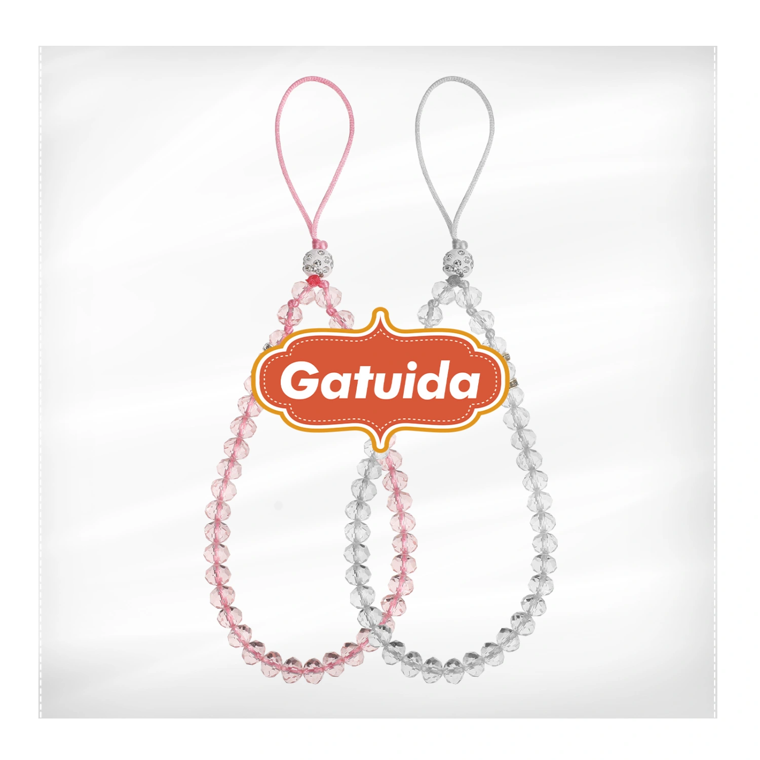 2 Pcs Crystal Beads Phone Lanyards Short Hand Wrist Straps Hanging Strings for Purse Keychain Phone Accessories