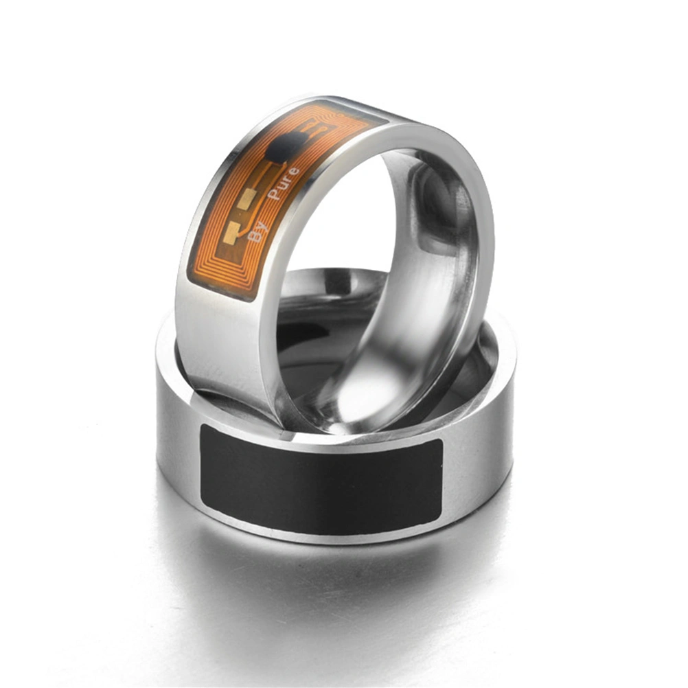 8mm NFC Tag Smart Ring Wearable Smart Rings Finger Digital Ring for Android Phone with Functions (Black #14)