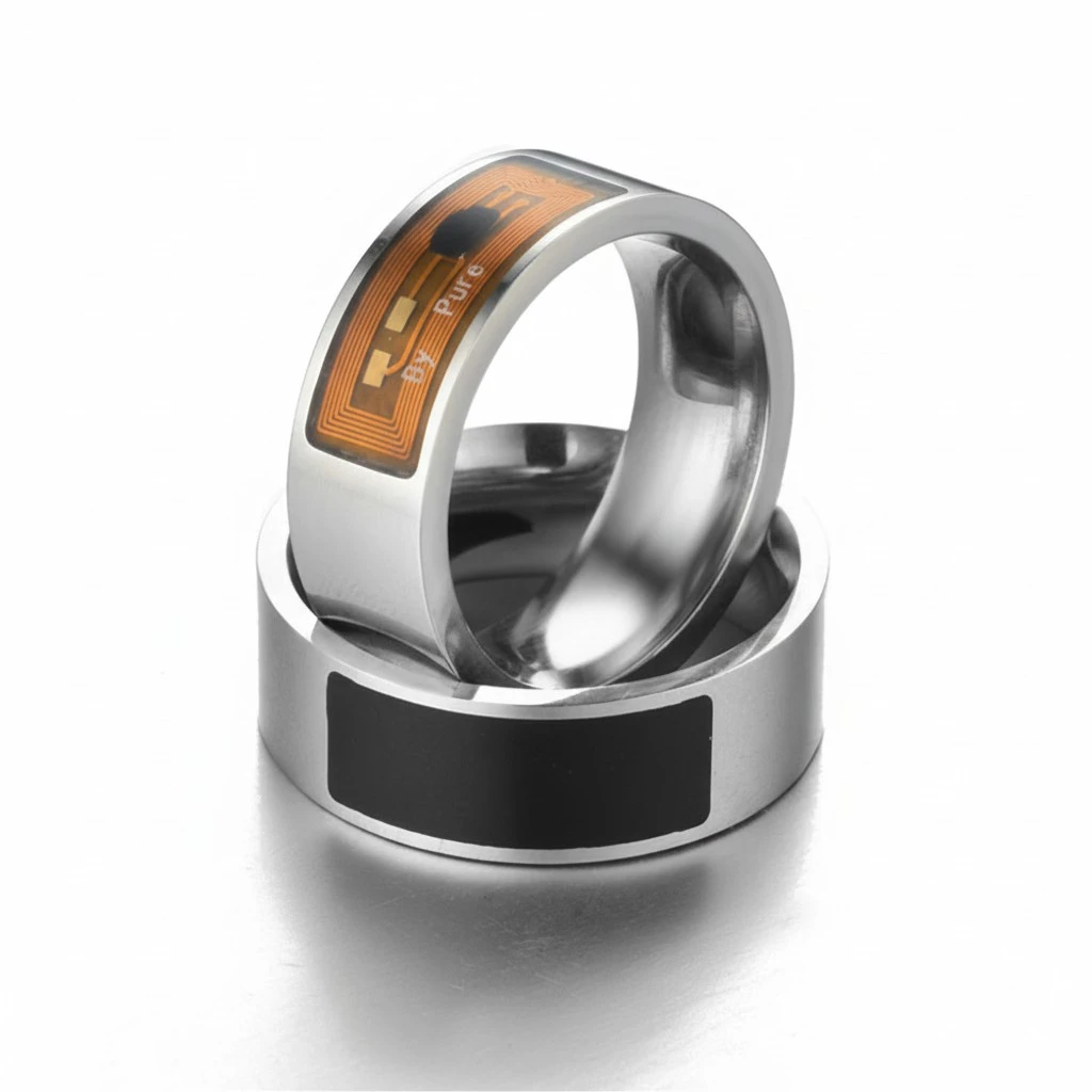 8mm NFC Tag Smart Ring Wearable Smart Rings Finger Digital Ring for Android Phone with Functions (Black #14)