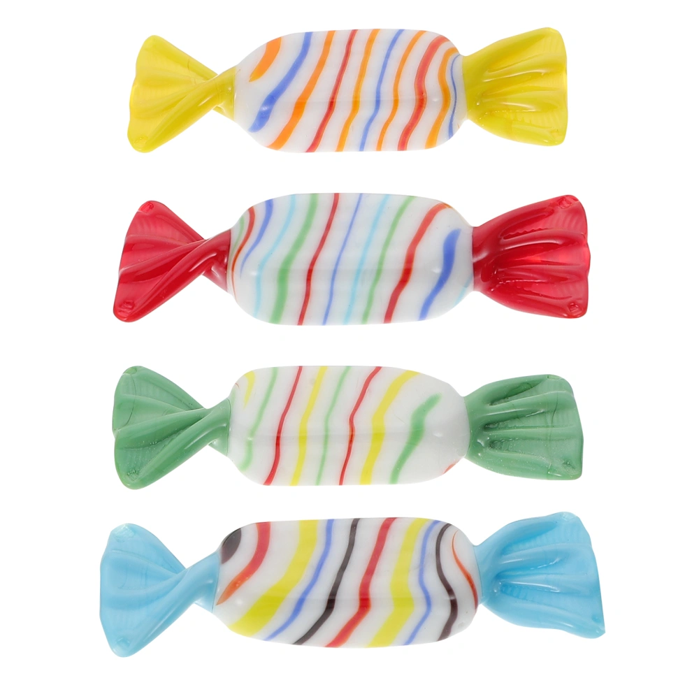 4pcs Glass Candy Decors Colorful Stripes Glass Sweets Ornament Tea Party Decorations