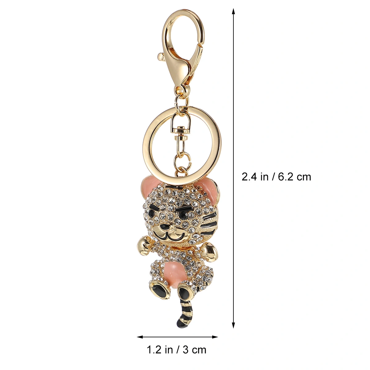 1PC Lovely Rhinestone Key Chain Pendant Tiger Shaped Car Bag Hanging Decoration