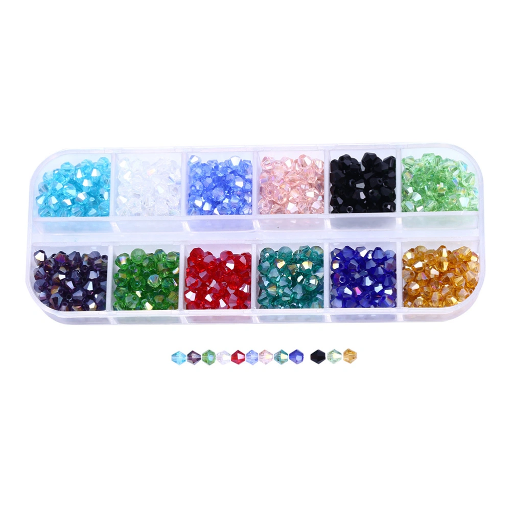 720 Pcs Glass Octagon Beads 4mm 12 Color Briolette Faceted Beads Crystal Beads with Container Box for Jewelry Making DIY Beading Bracelets Earrings