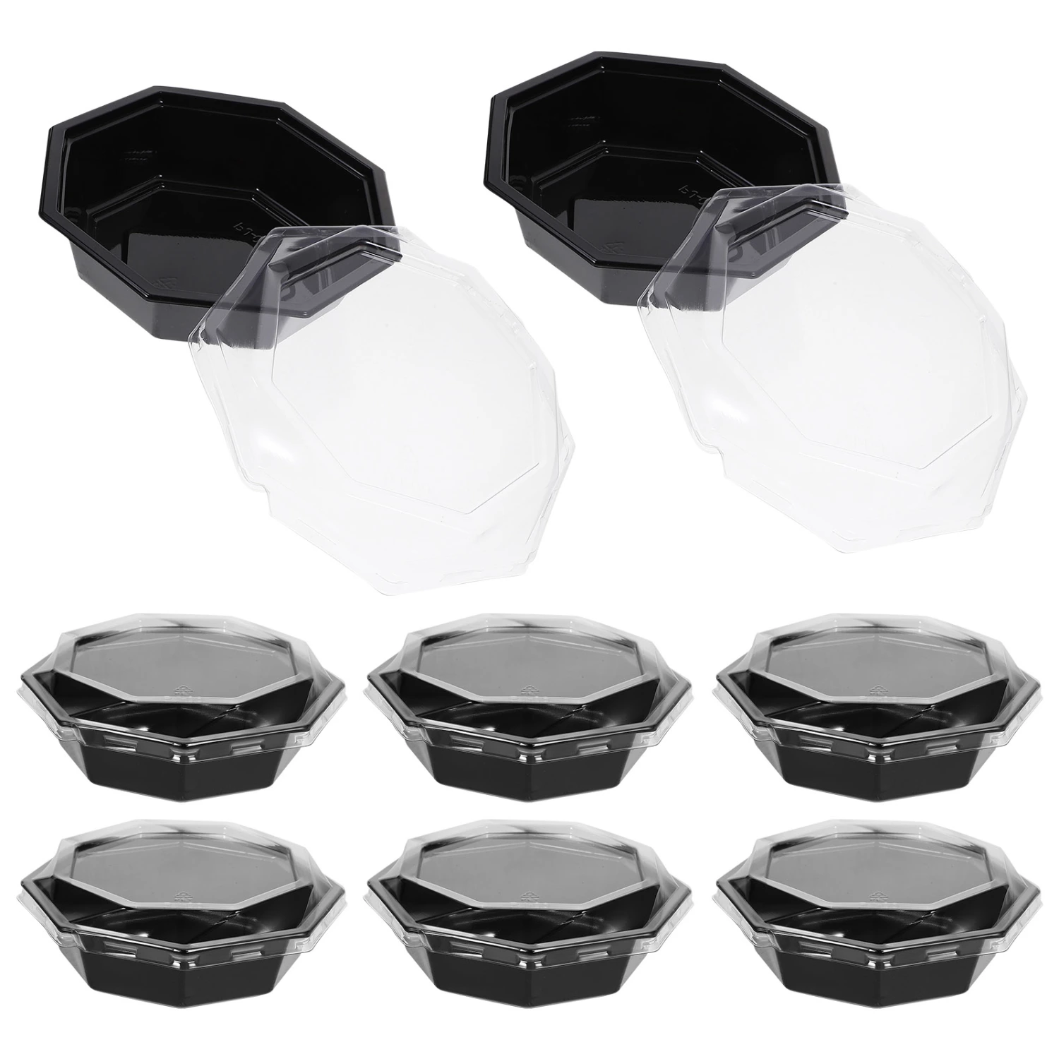 10 Set of Fruit Serving Tray Disposable Clear Takeaway Fruit Box Fruit Takeaway Plate with Lid