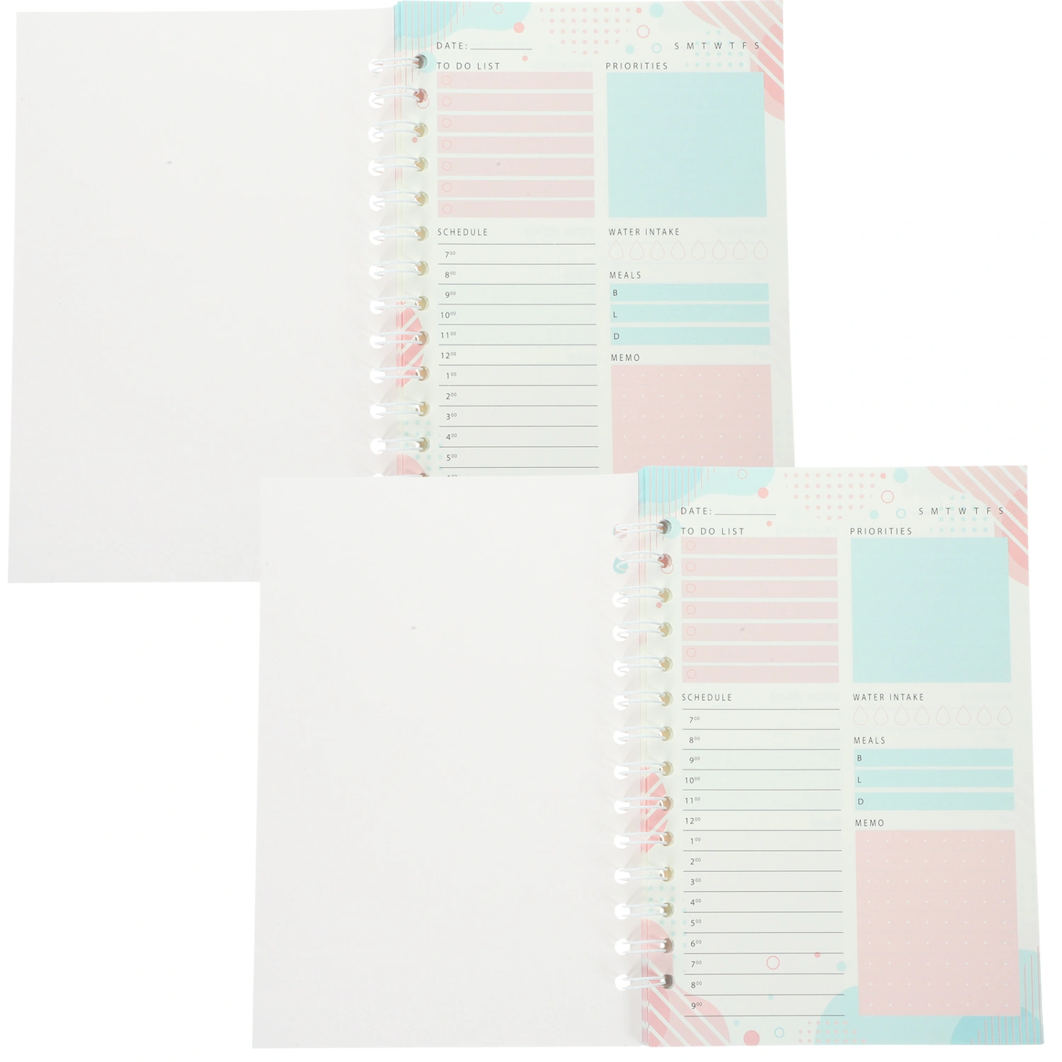 2Pcs Office Undated Planner Spiral Notepad Daily Planner Notebook Students Plan Notepad