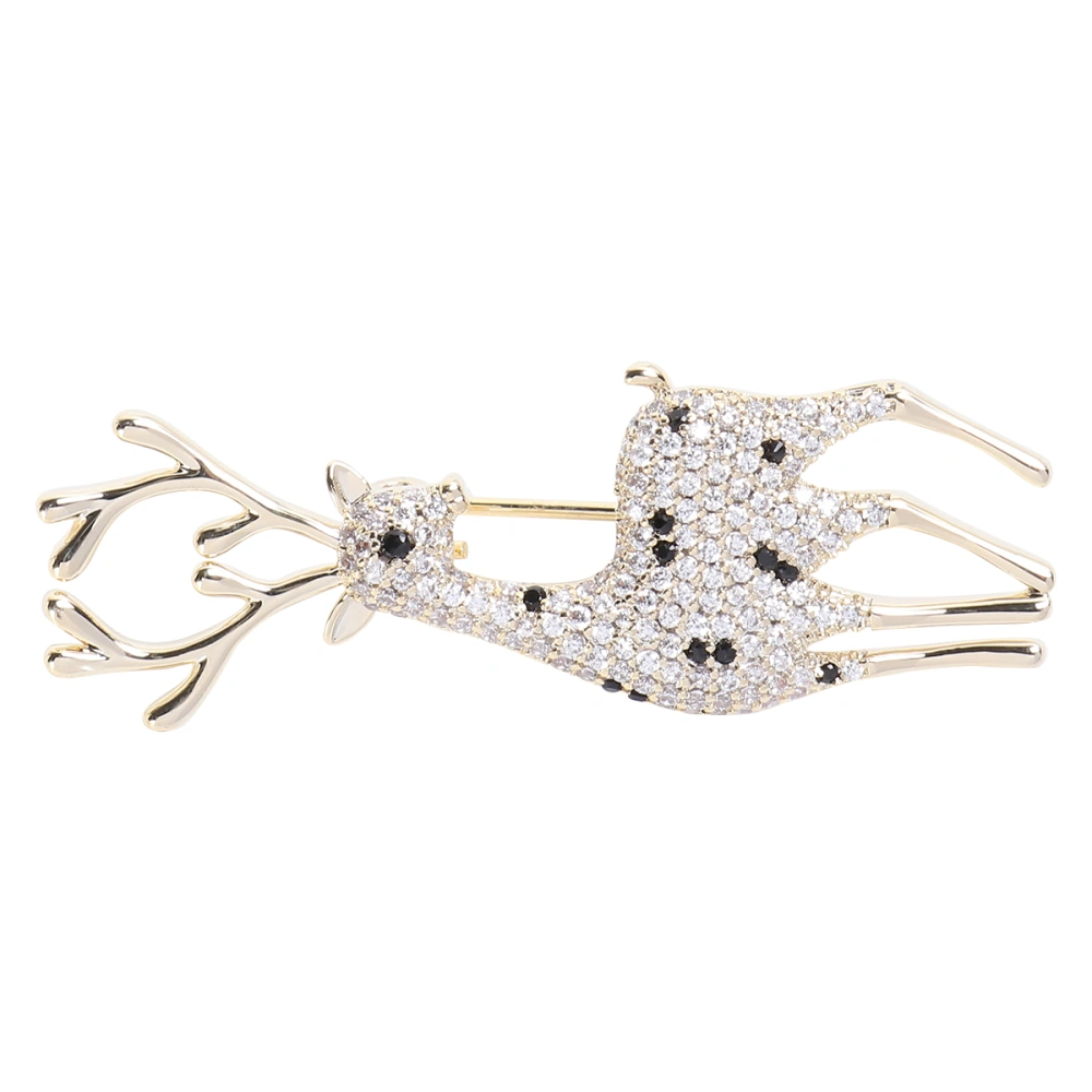 1Pc Zircon Brooch Deer Shaped Corsage Fashion Elegant Breastpin Clothes Accessories for Women Ladies (White)