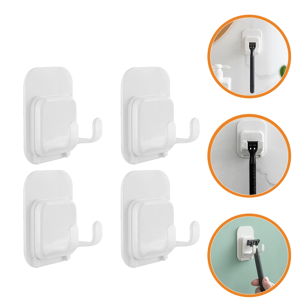 4pcs Razor Holder Adhesive Shaver Hook Electric Shaver Organizer for Bathroom