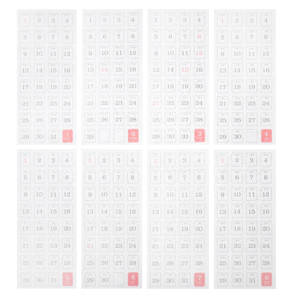 2 Sets Calendar Index Tabs Self Adhesive Daily Decorative Reminder Stickers