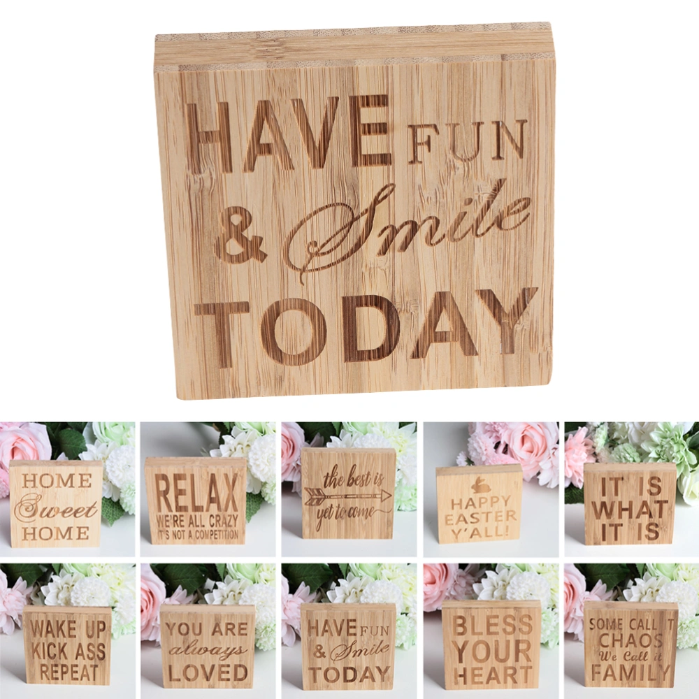 HAVE FUN & SMILE TODAY Block Sign Plaque Decorative Words Block Sign for Home Office Party Decoration