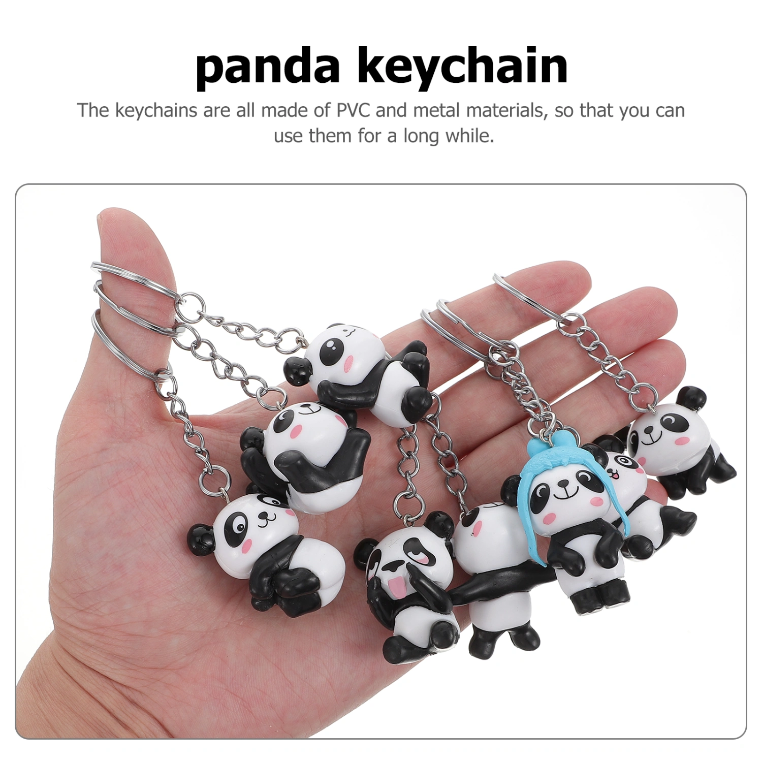 8pcs Panda Keychain Funny Keychain Key Ring Holder Adorable Key Accessories