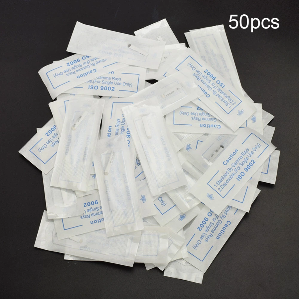 50pcs Blades U-shaped 18 Eyebrow Needle Permanente Make-up Blades Microblading Pen (White)