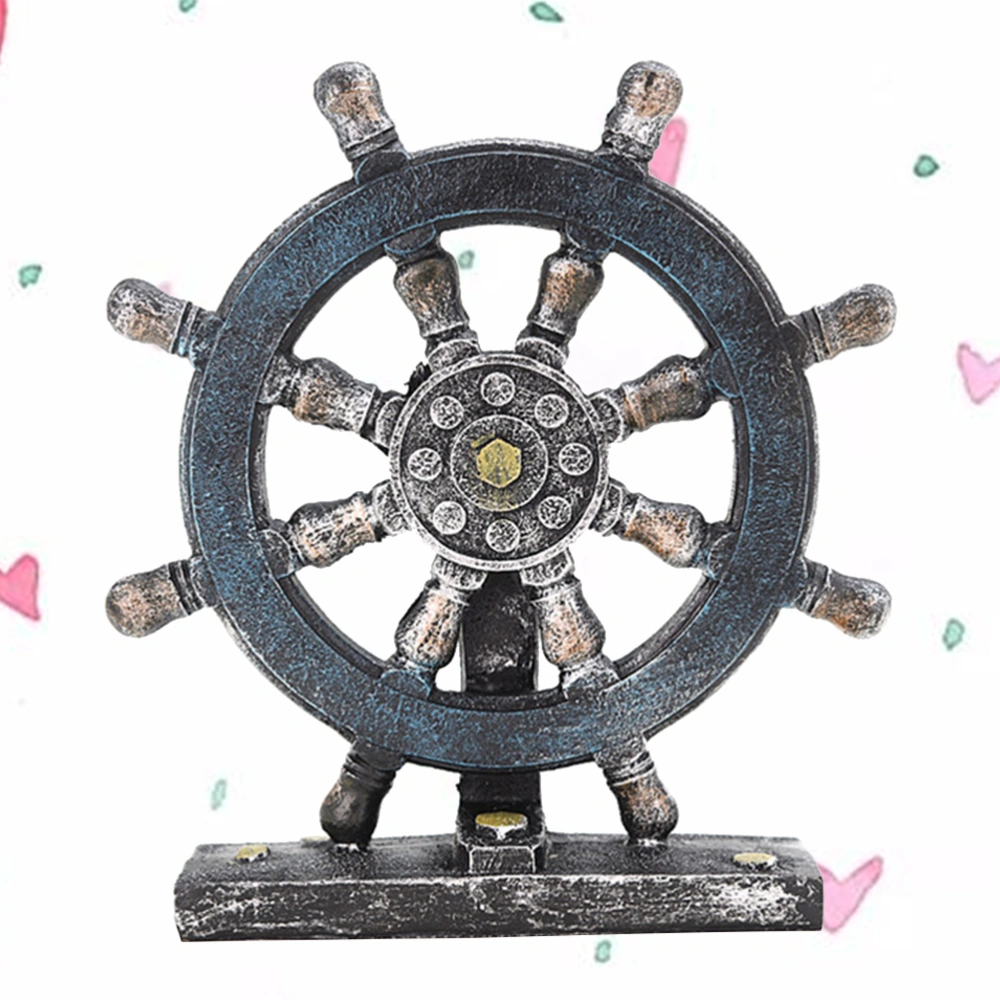 1Pc Retro Rudder Compass Model Ornament Creative Unique Vintage Desktop Adornment for Showcase Window Cafe Office