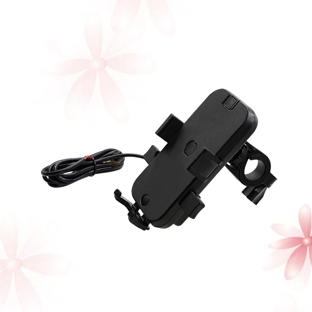 Electric Motorcycle Five-claw Anti-Shake Bracket 360 Degree Rotating Car Automatic Lock Navigation Mobile Phone Bracket Dual USB Fast Charing Black (Handlebar Type)