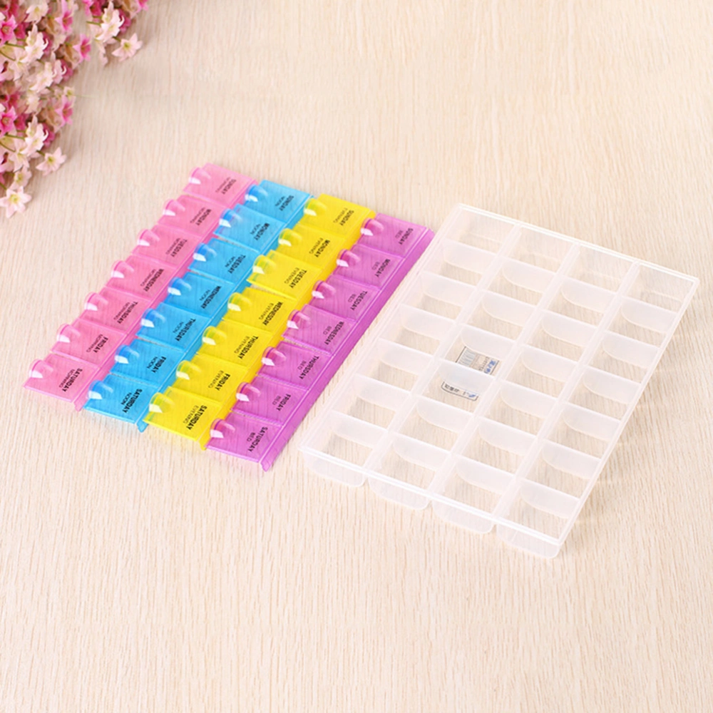 Weekly Pill Box 7 Days 28 Compartments 4 Times a Day