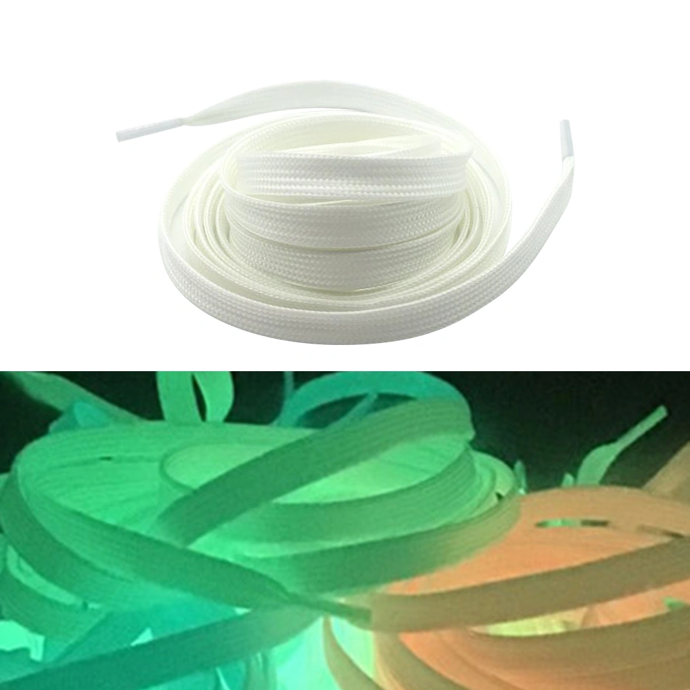 1 Pairs Sports Luminous Shoelace Glow In The Dark Night Color Fluorescent Shoelace Athletic Flat Shoe Laces (White)