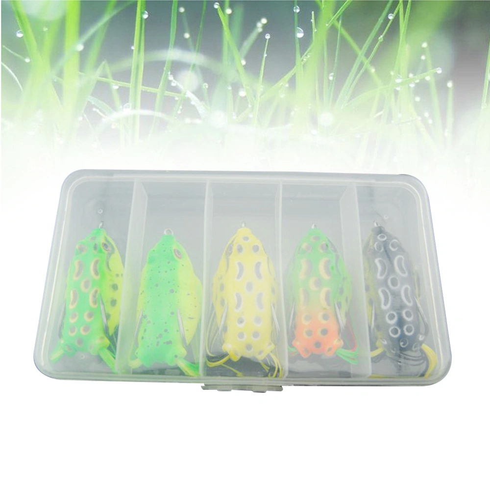 5pcs Lifelike Plastic Fishing Lures with Tackle Box Kit Crank Baits Fishing Tackle Hooks(5 Kinds Of Colors)