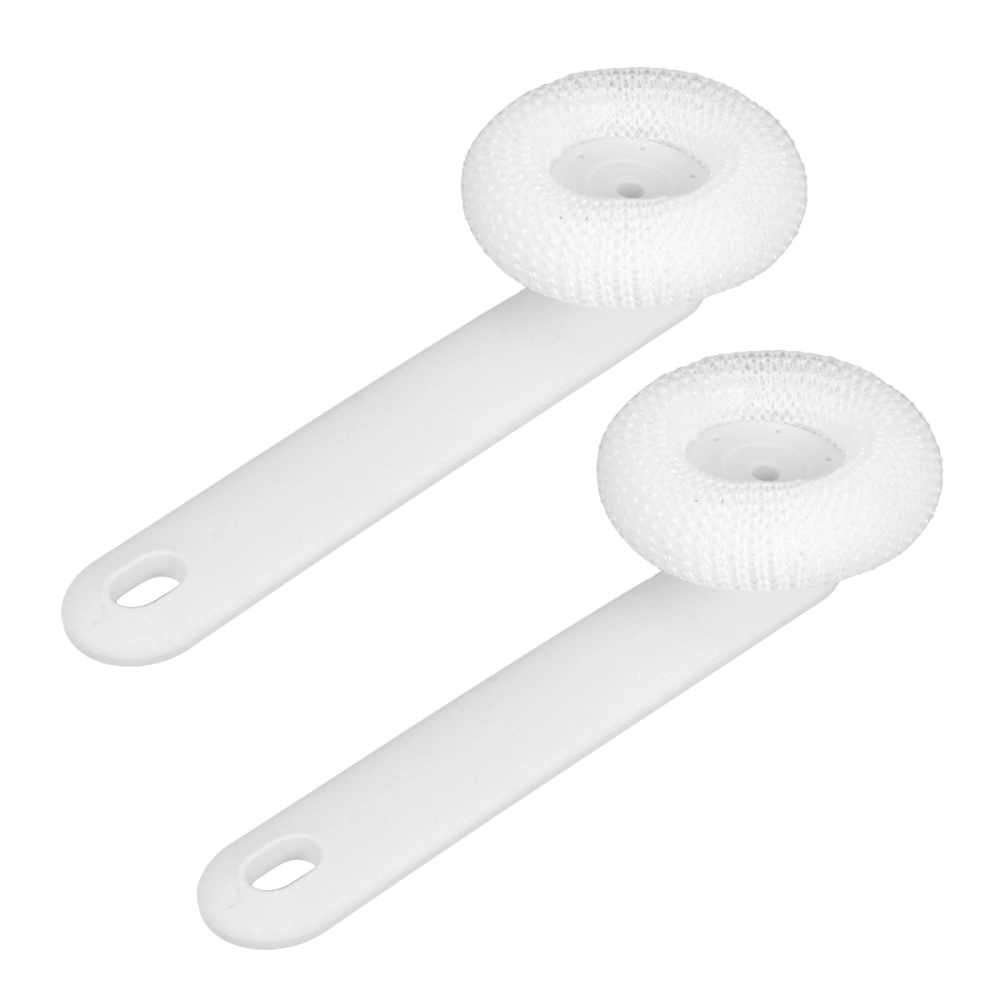 2PCS Hanging Cleaning Brush Long Handle Multifunctional Pot Pan Dish Washing Brush Cleaning Tool for Kitchen (White Plastic Brush)