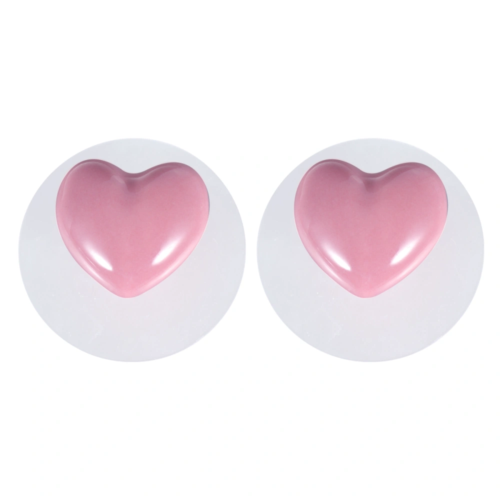 1 Pair Heart Shape Knobs Ceramic Drawer Pull Handle Suction Cup Hook Furniture Door Handle for Home Dorm (Pink)