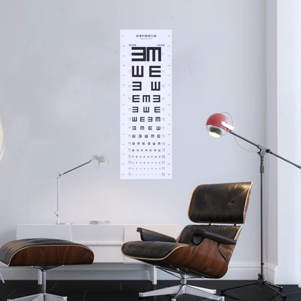 Thick Plastic Eye Chart Visual Testing Chart for Home School Eye Charts for Eye Exams (White)