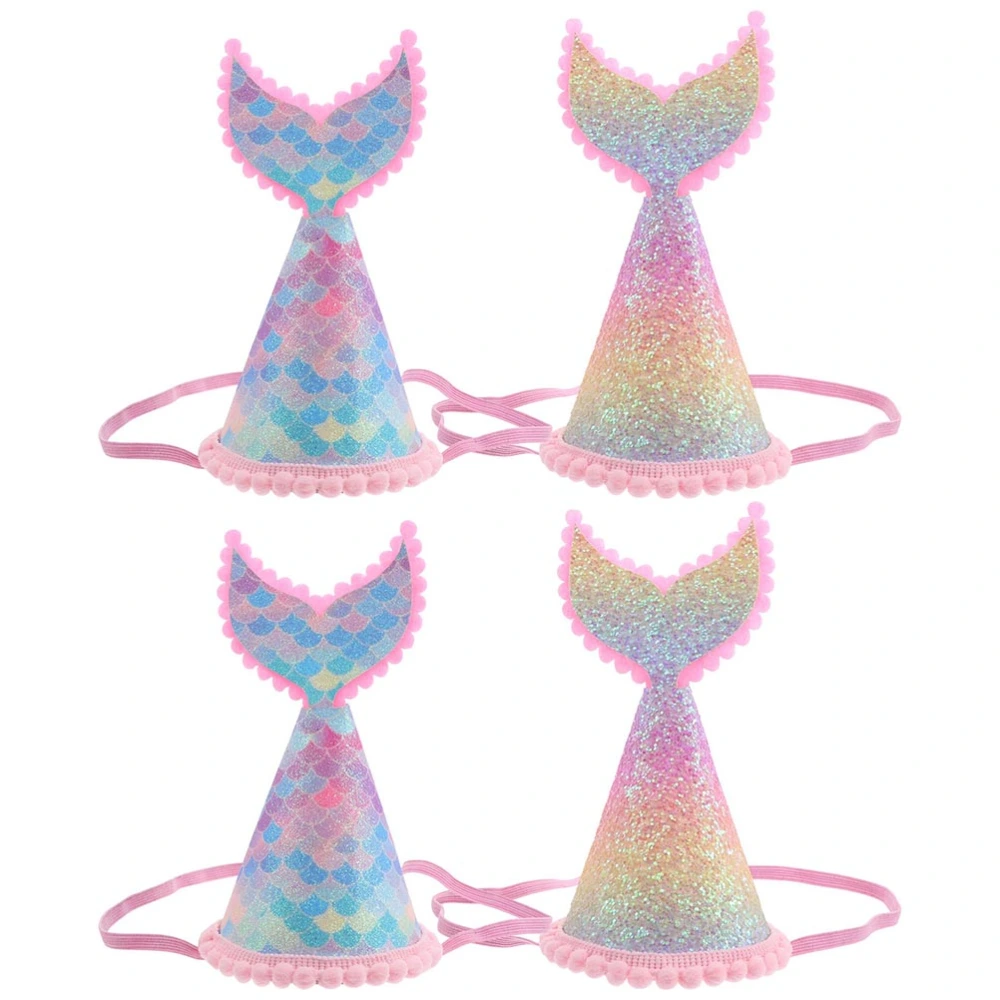 4Pcs Kid Birthday Hats Mermaid Tail Party Hats Birthday Party Hats Photo Props