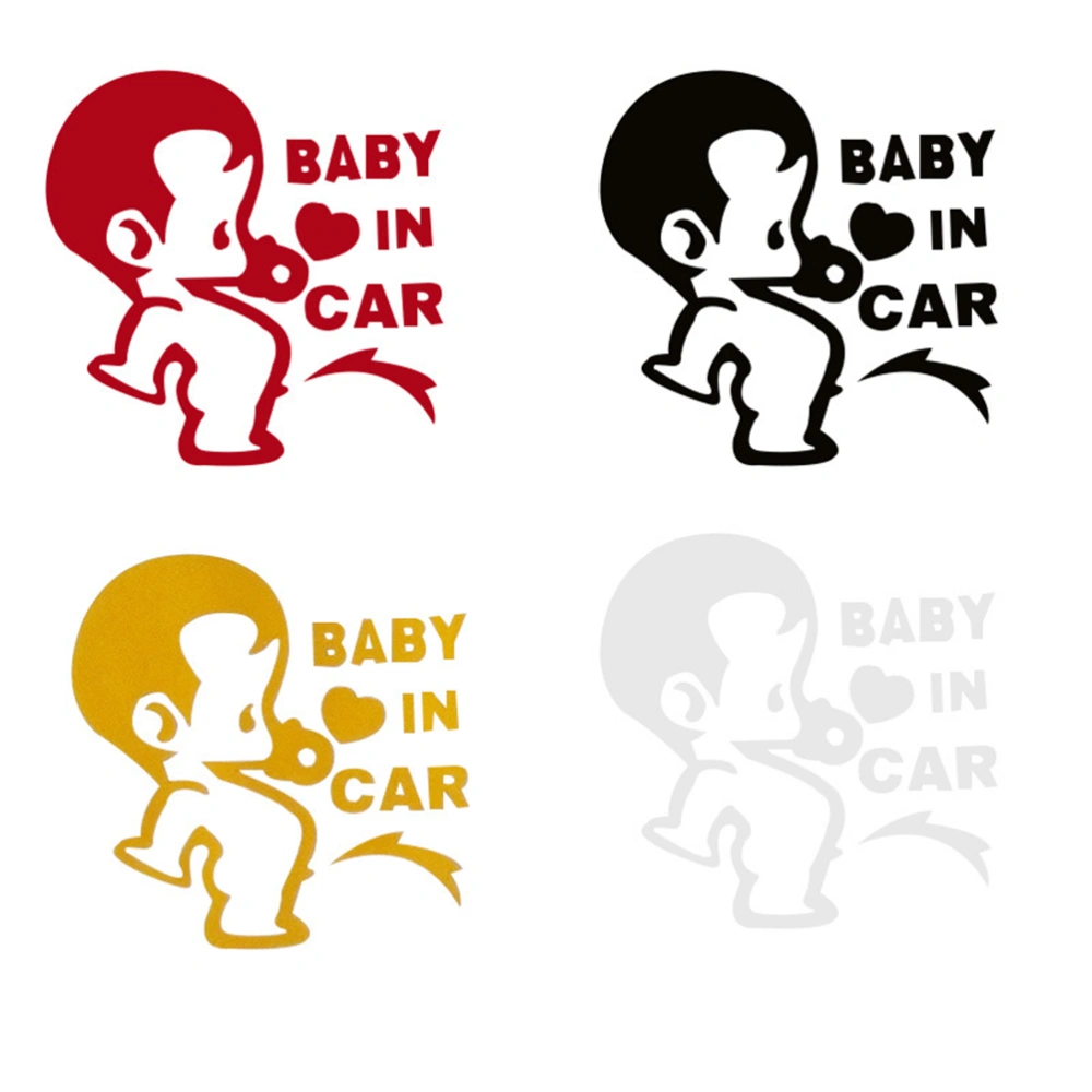 Baby In Car Safety Sign Funny Car Sticker Reflective PET Car Body Bumper Decal (Black)