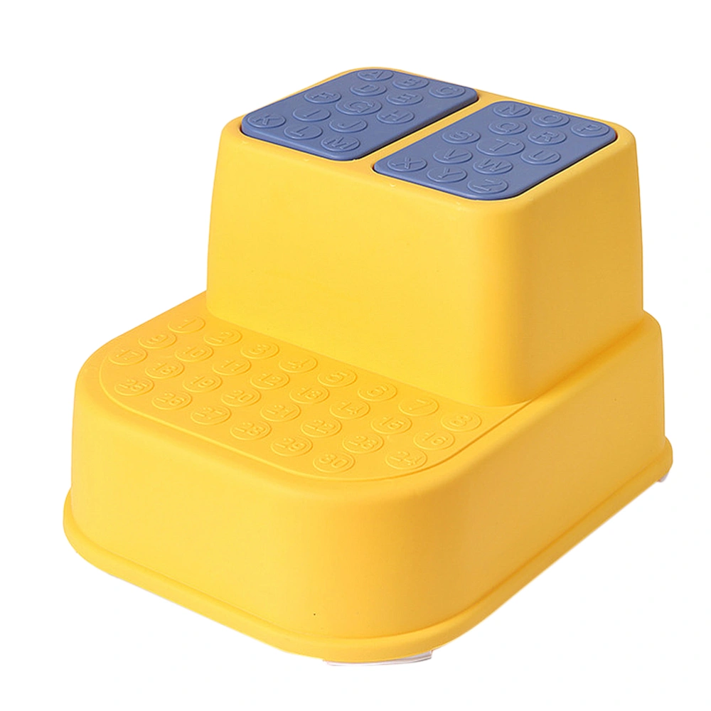 Multi-function Step Stool Anti-slip Thicken Footstool Double Layers Stool for Kids Children (Yellow)