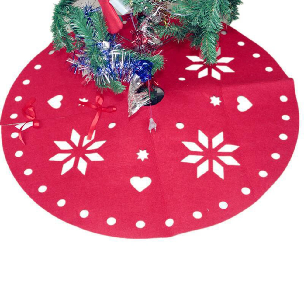 1pc Christmas Tree Skirts Felt Christmas Tree Apron Xmas Tree Base Decoration Apron Wrap for Decor Red