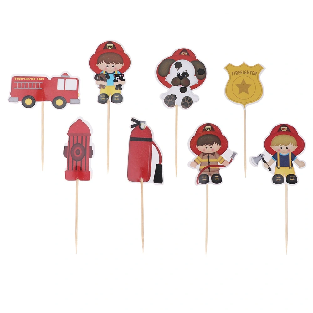 24 Pcs Cake Toppers Fire Truck Cake Picks Fruit Picks Cake Decorating Toppers Wedding Kids Birthday Party Favors