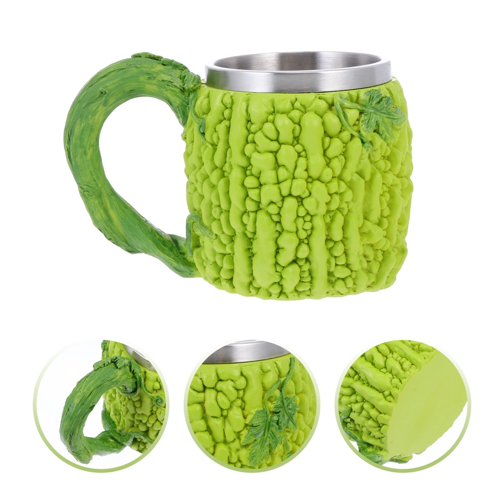 1Pc Outdoor 3D Fruit Mug Stainless Steel Beer Mug Creative Fruit Pattern Mug