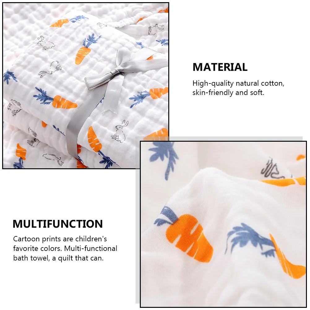 1Pc Cotton Baby Swaddle Blanket Infant Cartoon Bath Towel Towel White