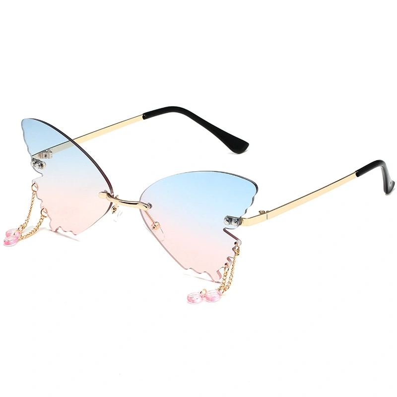 1 Pair Rimless Sunglasses Butterfly Shape Trendy Sunglasses Disco Party Decor