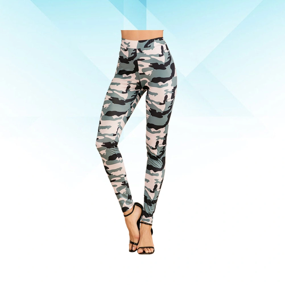 Women Slim Pants Fashion High Waisted Trousers Summer Leg Pants Pantalon for Woman Girl (Camouflage Green Size XL)