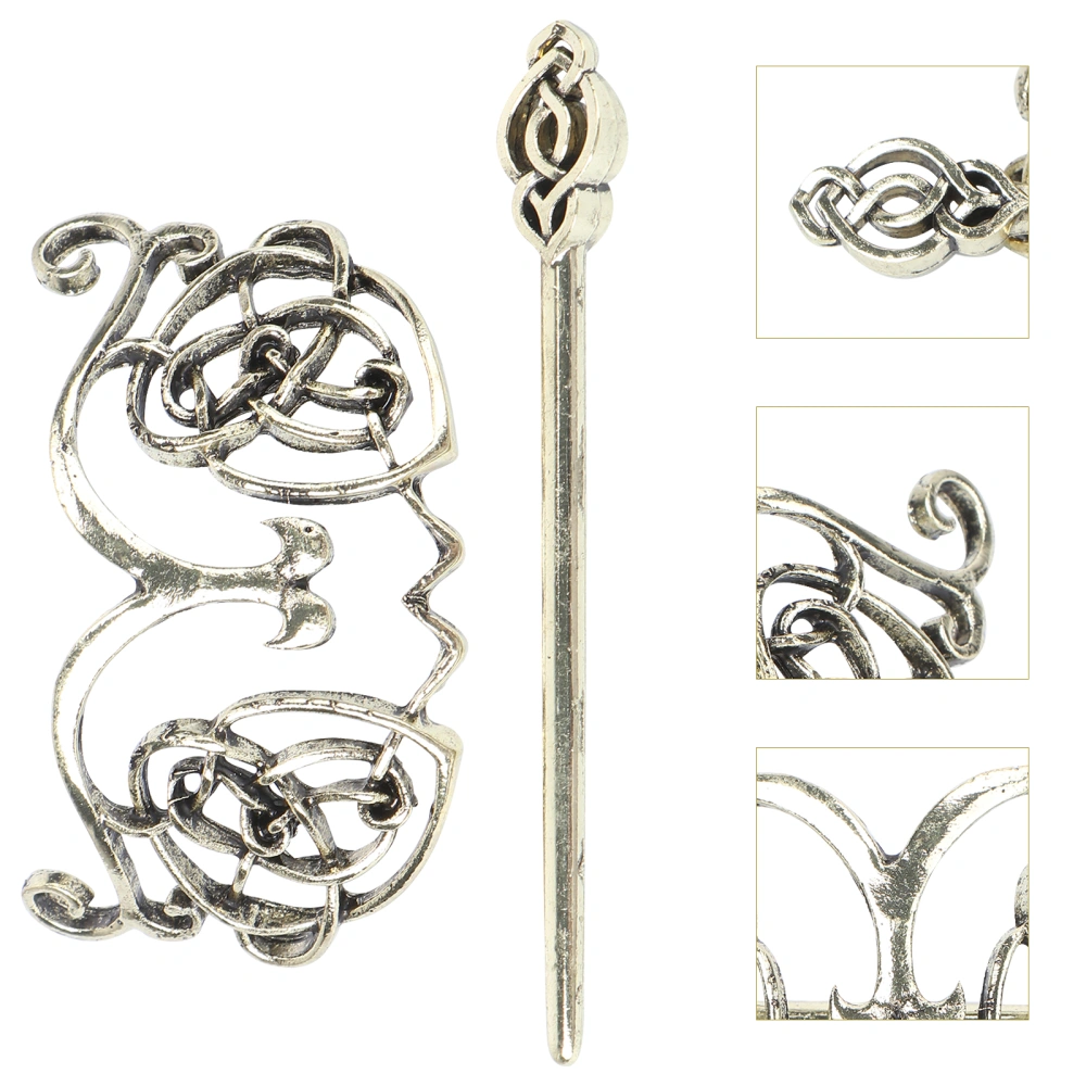 2Pcs Vintage Retro Hair Clips Creative Hair Stick Viking Style Metal Hairpin Hair Accessories for Women Girls Golden