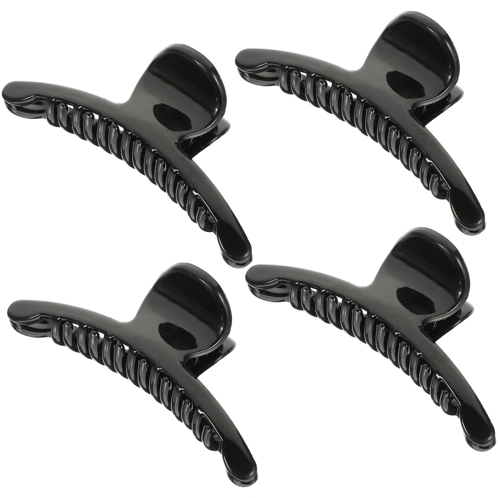 4pcs Women Plastic Large Clip Hair Claws Jaw Hairgrip for Women and Girls (Black)