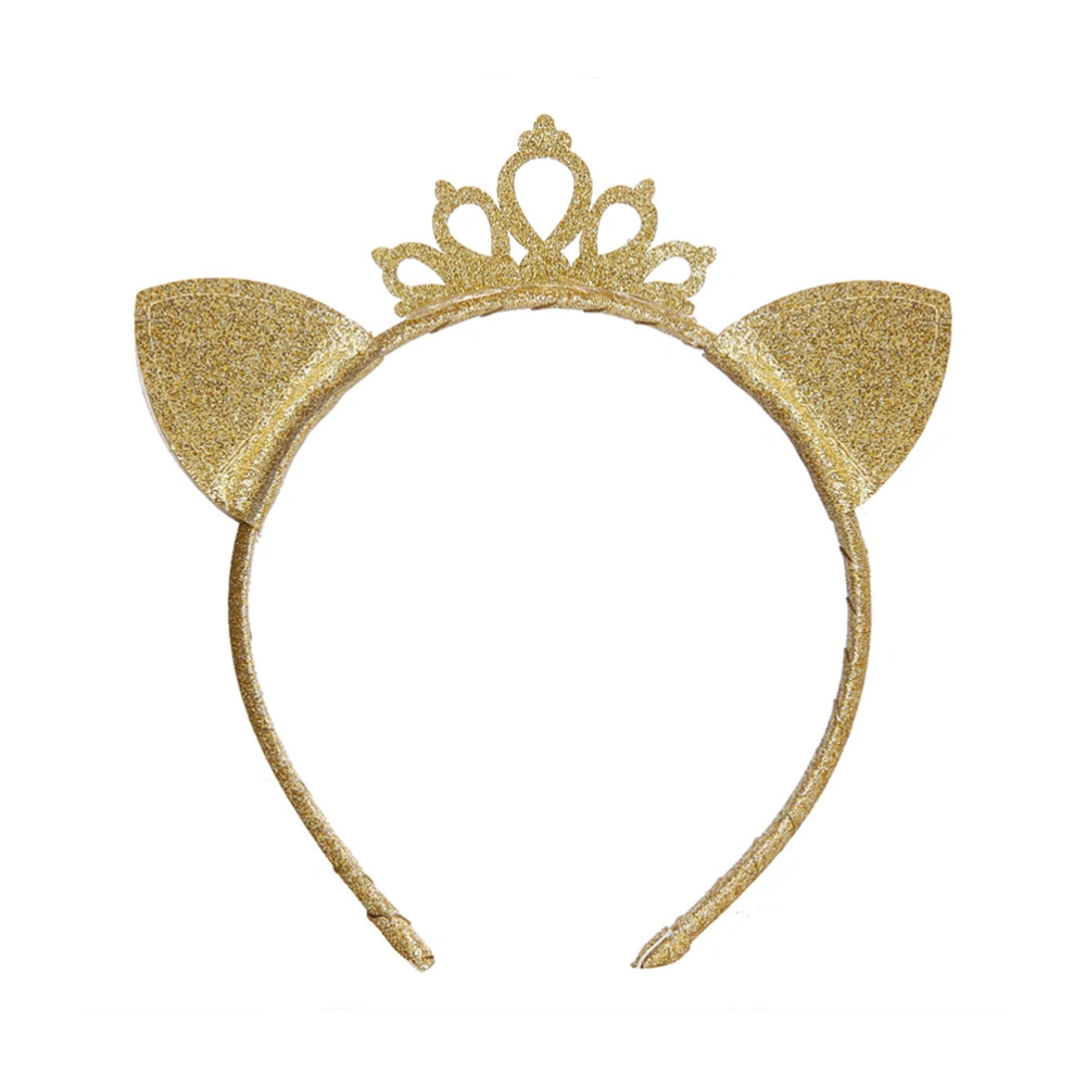 2pcs Sequins Crown Headwear Performance Headband Birthday Headdress Hairhoop for Children Kids (Golden and Silver)