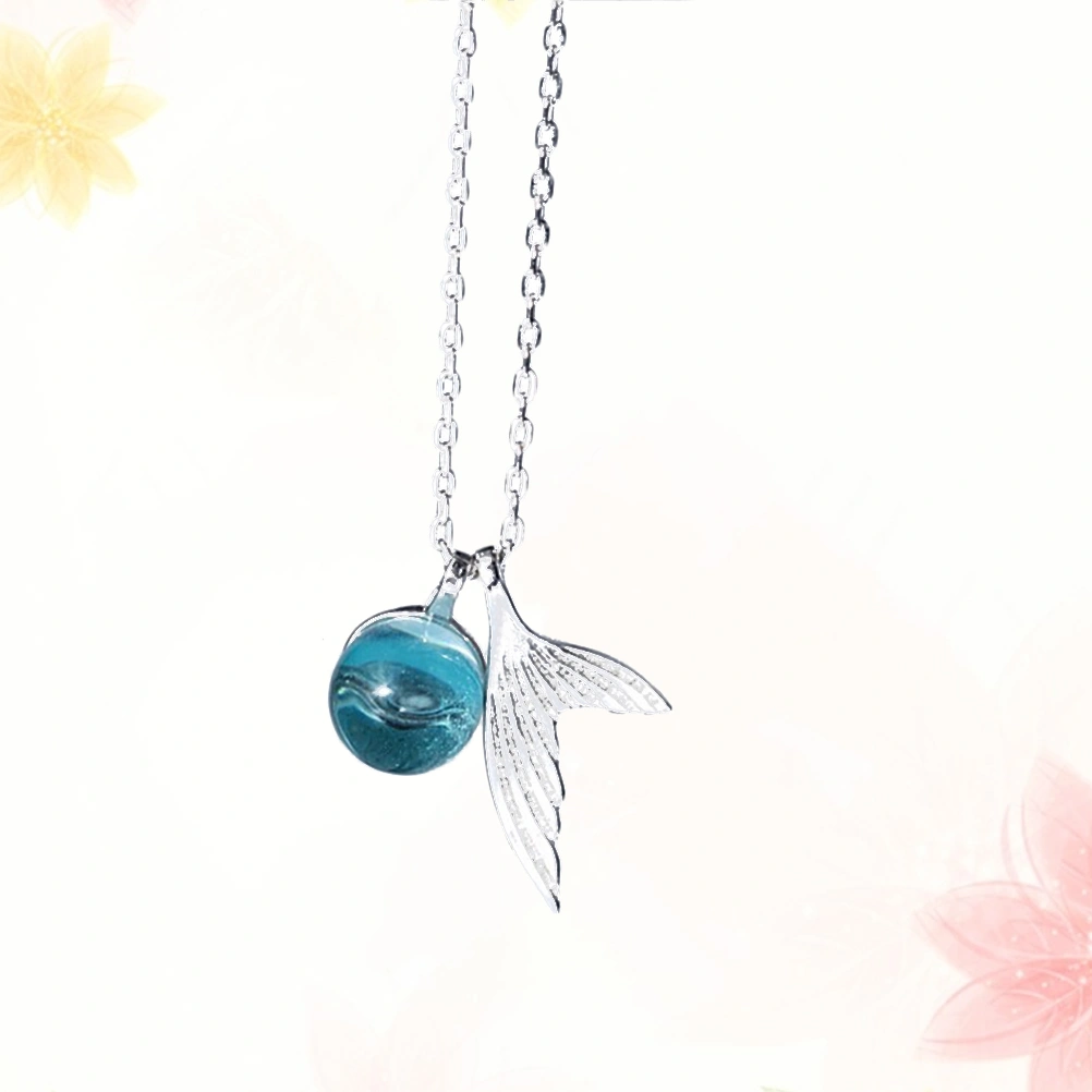1Pc Mermaid Tears Pendant Necklace Mermaid Chain Sea-maid Necklace Teardrop Necklace  