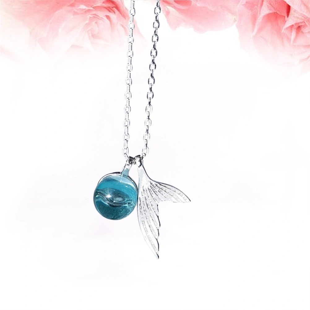 1Pc Mermaid Tears Pendant Necklace Mermaid Chain Sea-maid Necklace Teardrop Necklace  