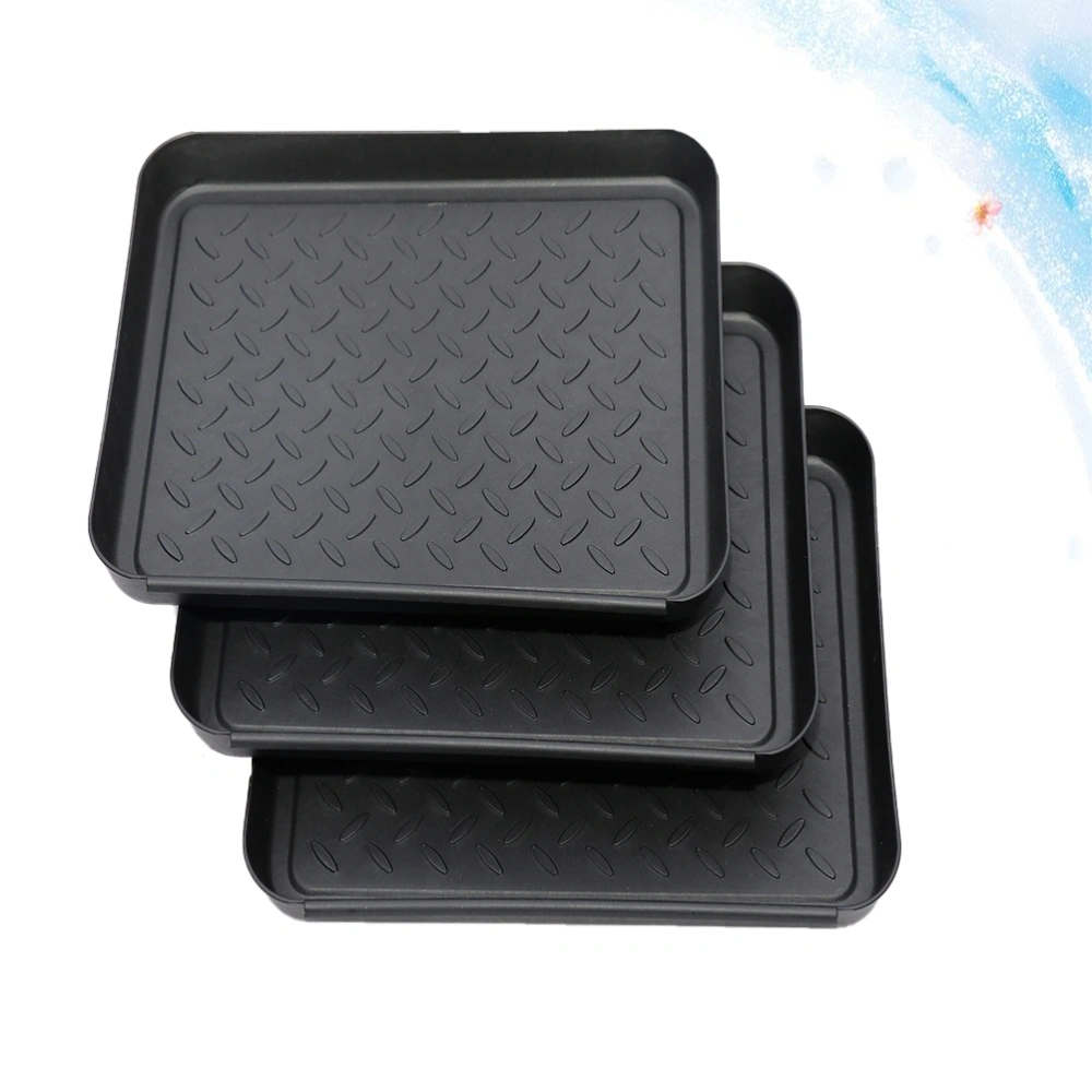 3PCS Plastic Multipurpose Tray Shoes Storage Plate for Cleaning Gardening Plants Pet (Black)