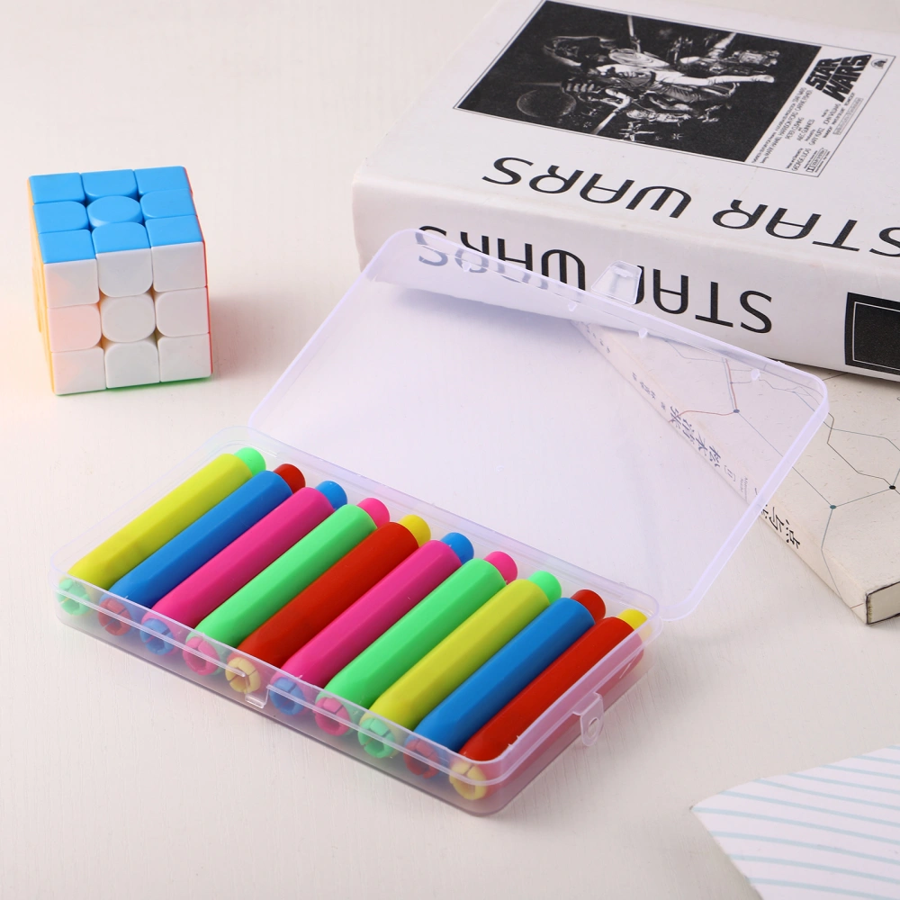 YeahiBaby 10pcs Chalk Holder with Storage Box Plastic Chalk Clip Holder Colorful Chalk Keeper for Kids Teachers Office and School